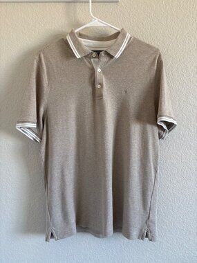 Michael Kors Men’s Medium Polo Shirt Beige Short Sleeve Cotton Classic Fit